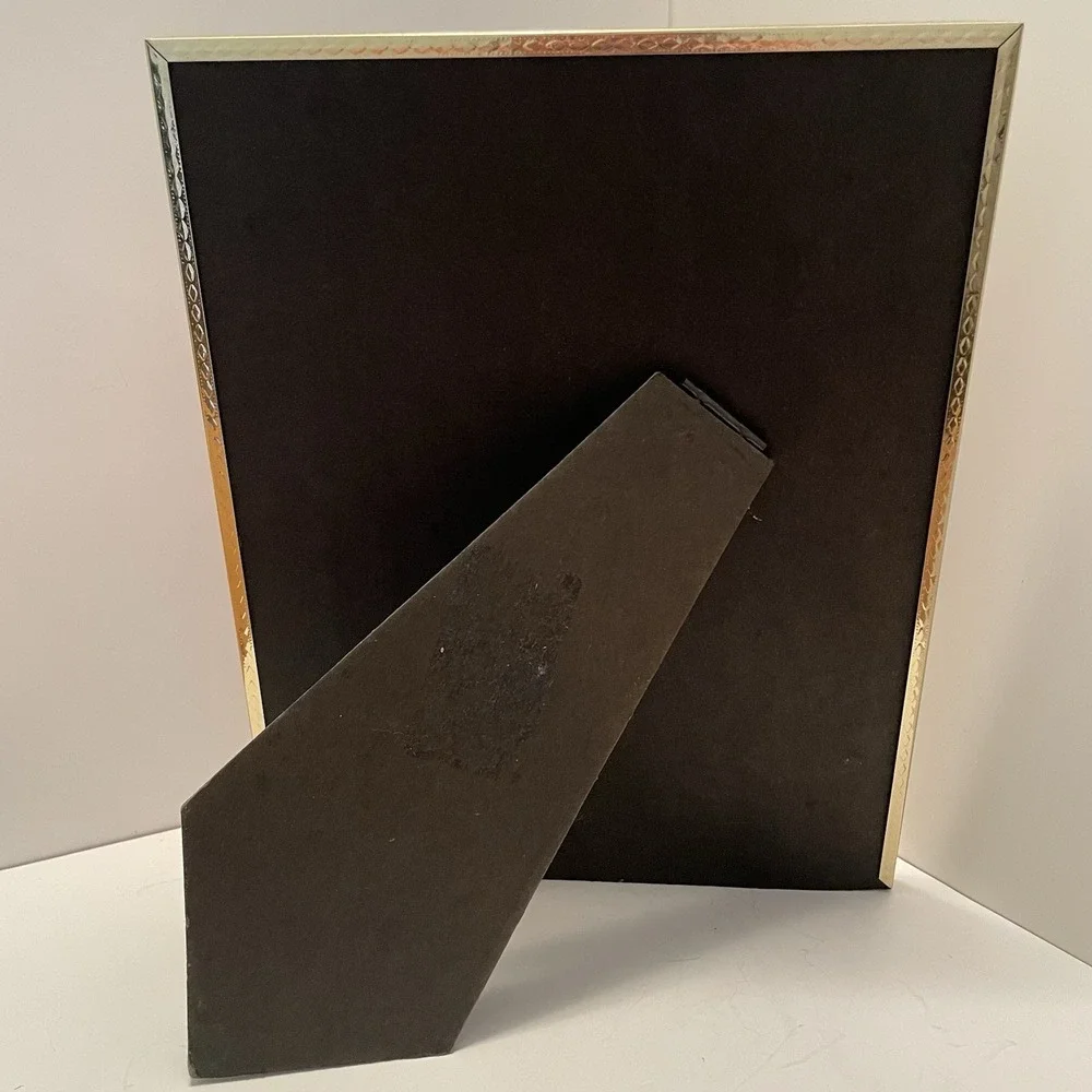 Vintage Gold Tone Metal Picture Frame 8x10Textured Border Tabletop Display MCM